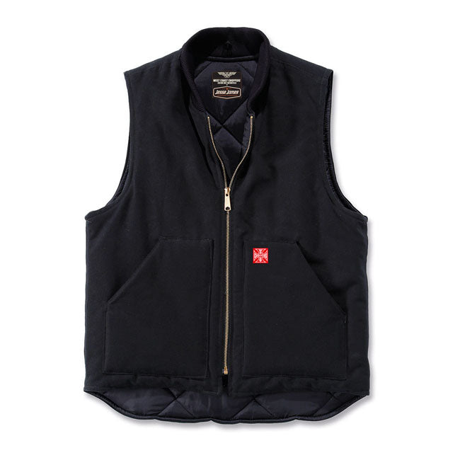 WCC Heavy Duty Canvas Work Vest, Black Vest West Coast Choppers S
