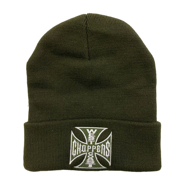 WCC OG Roll-Up Beanie, Dark Olive Beanie West Coast Choppers