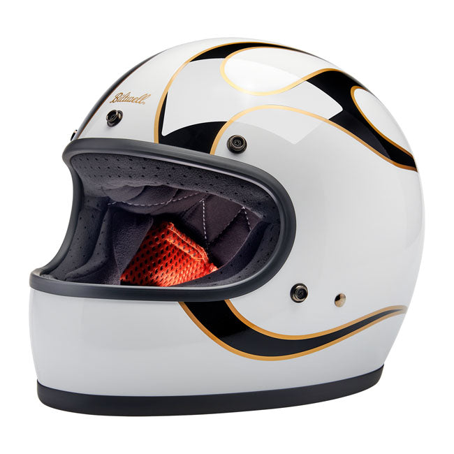 Biltwell Gringo helmet gloss white/black flames Helmets Biltwell