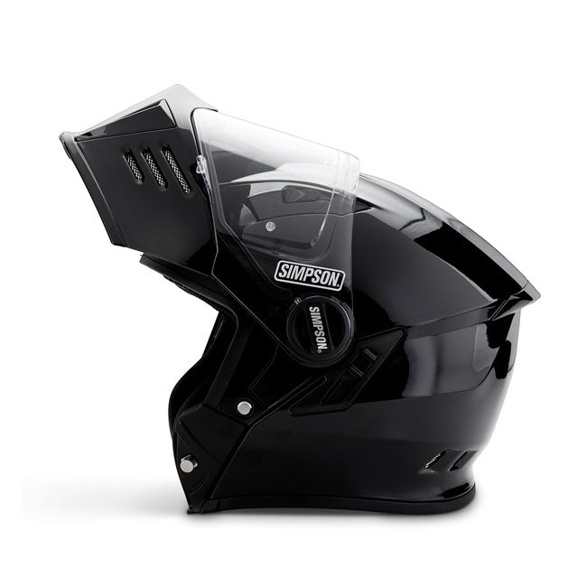 Simpson Helmets Darksome (Mod Bandit) Helmet, Black Metal Modular Helmet Simpson Helmets