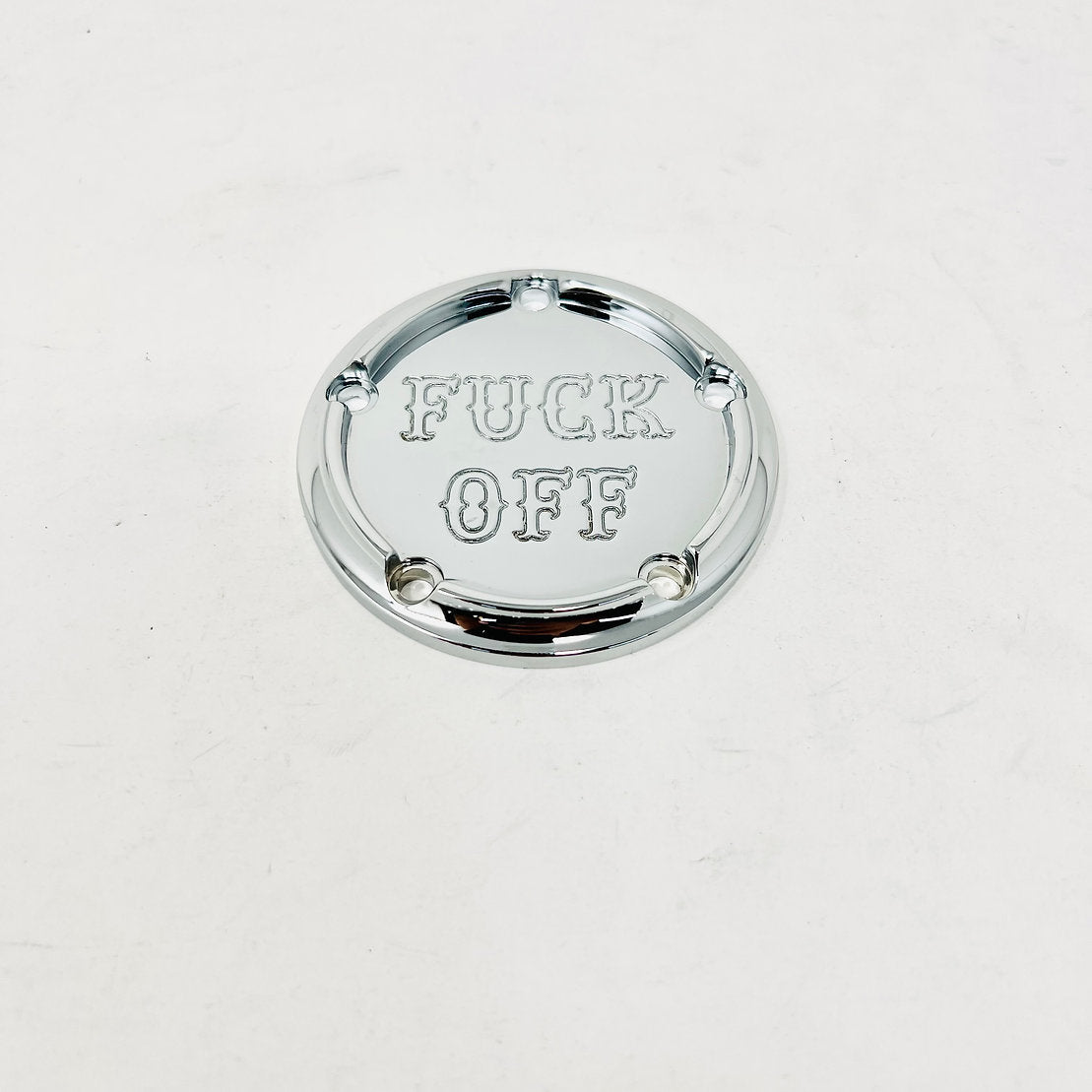 5 Holes Ignition Cover - Twin Cam Timing Cover Death Metal Racing Chrome Fuck Off