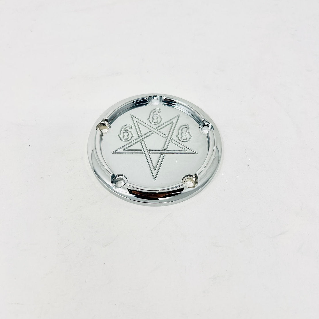 5 Holes Ignition Cover - Twin Cam Timing Cover Death Metal Racing Chrome Pentagram
