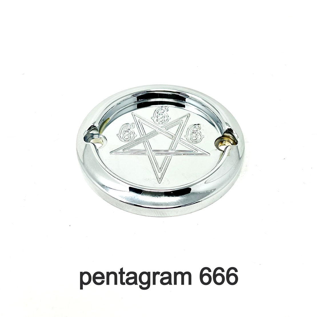 2 Holes Ignition Cover - Milwaukee 8 Timing Cover Death Metal Racing Chrome 666 Pentagram