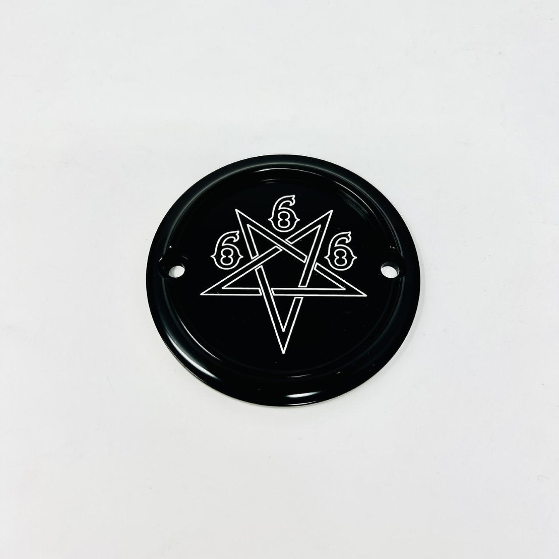 2 Holes Ignition Cover - Milwaukee 8 Timing Cover Death Metal Racing Black 666 Pentagram