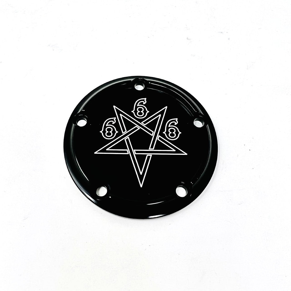 5 Holes Ignition Cover - Twin Cam Timing Cover Death Metal Racing Black Pentagram