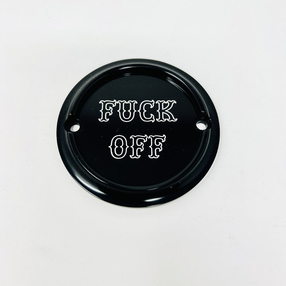 2 Holes Ignition Cover - Milwaukee 8 Timing Cover Death Metal Racing Black Fuck Off
