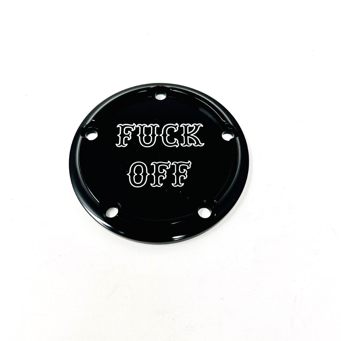 5 Holes Ignition Cover - Twin Cam Timing Cover Death Metal Racing Black Fuck Off