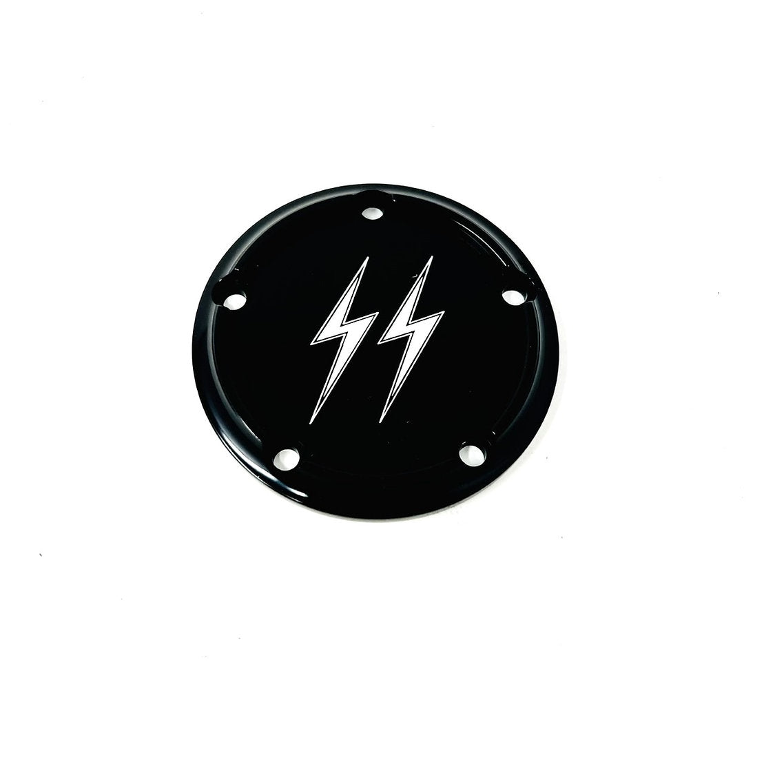 5 Holes Ignition Cover - Twin Cam Timing Cover Death Metal Racing Black Lightning Bolts