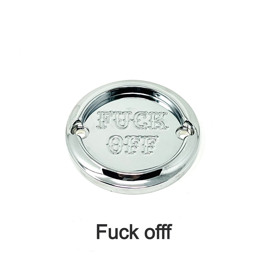 2 Holes Ignition Cover - Milwaukee 8 Timing Cover Death Metal Racing Chrome Fuck Off