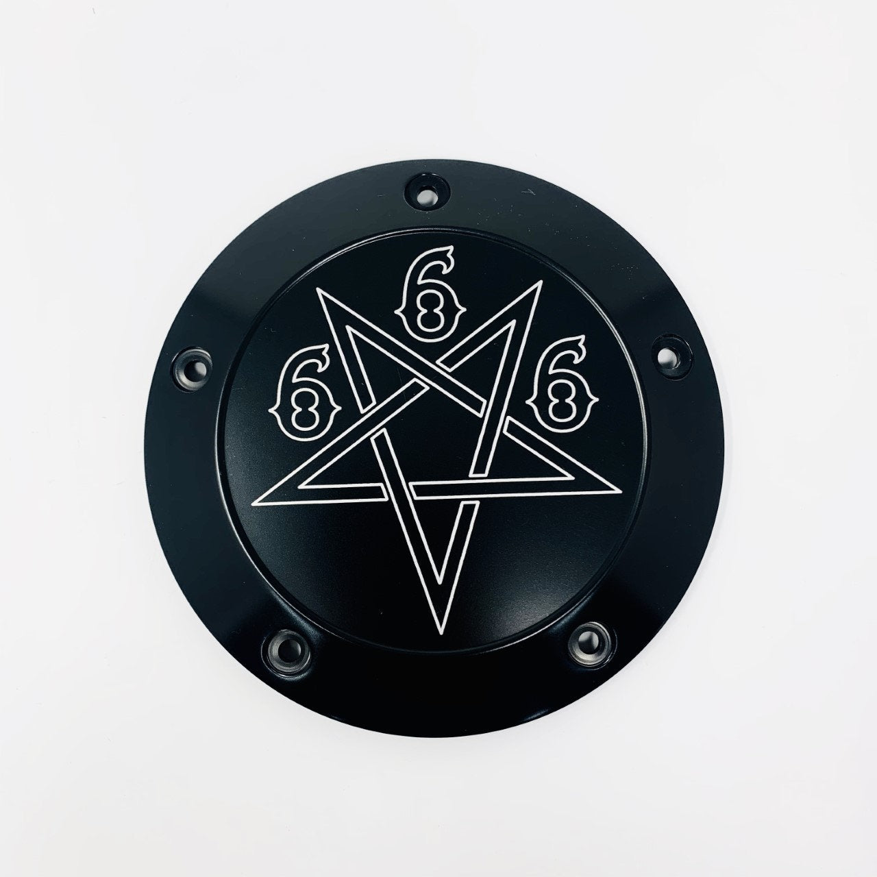 DMR Derby Cover - 19+ Softail Derby Cover Death Metal Racing Black 666 Pentagram