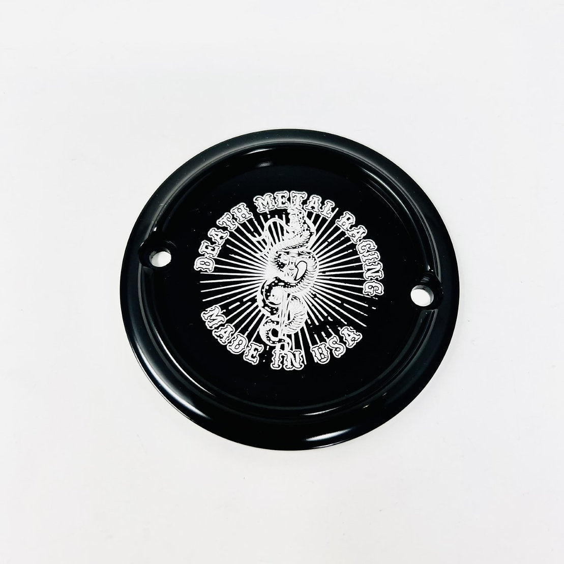 2 Holes Ignition Cover - Milwaukee 8 Timing Cover Death Metal Racing Black Snake/Dagger