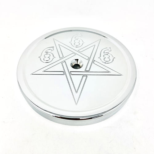 DMR Air Cleaner Cover Air Cleaner Cover Death Metal Racing Chrome 666 Pentagram