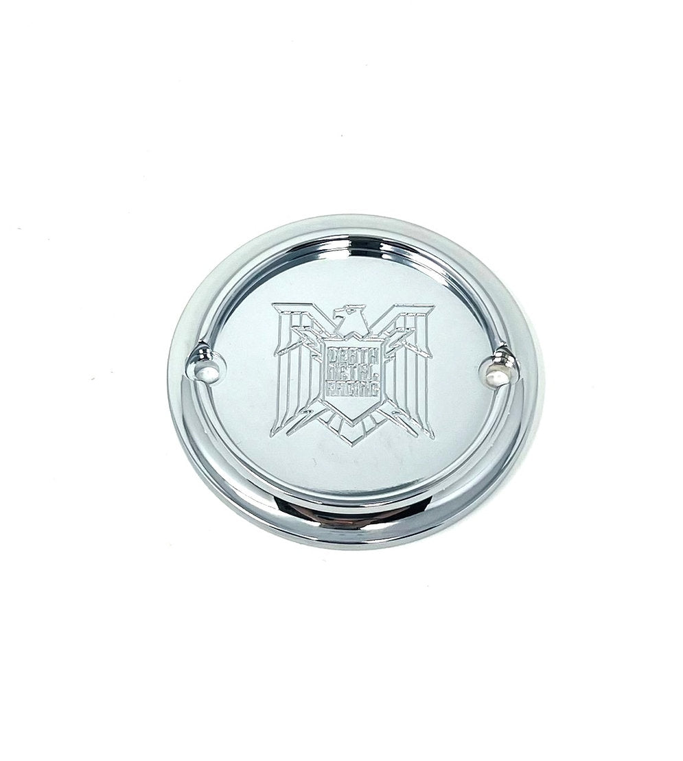 2 Holes Ignition Cover - Shovel / Evo / 04+ Sportster Death Metal Racing Chrome DMR Eagle