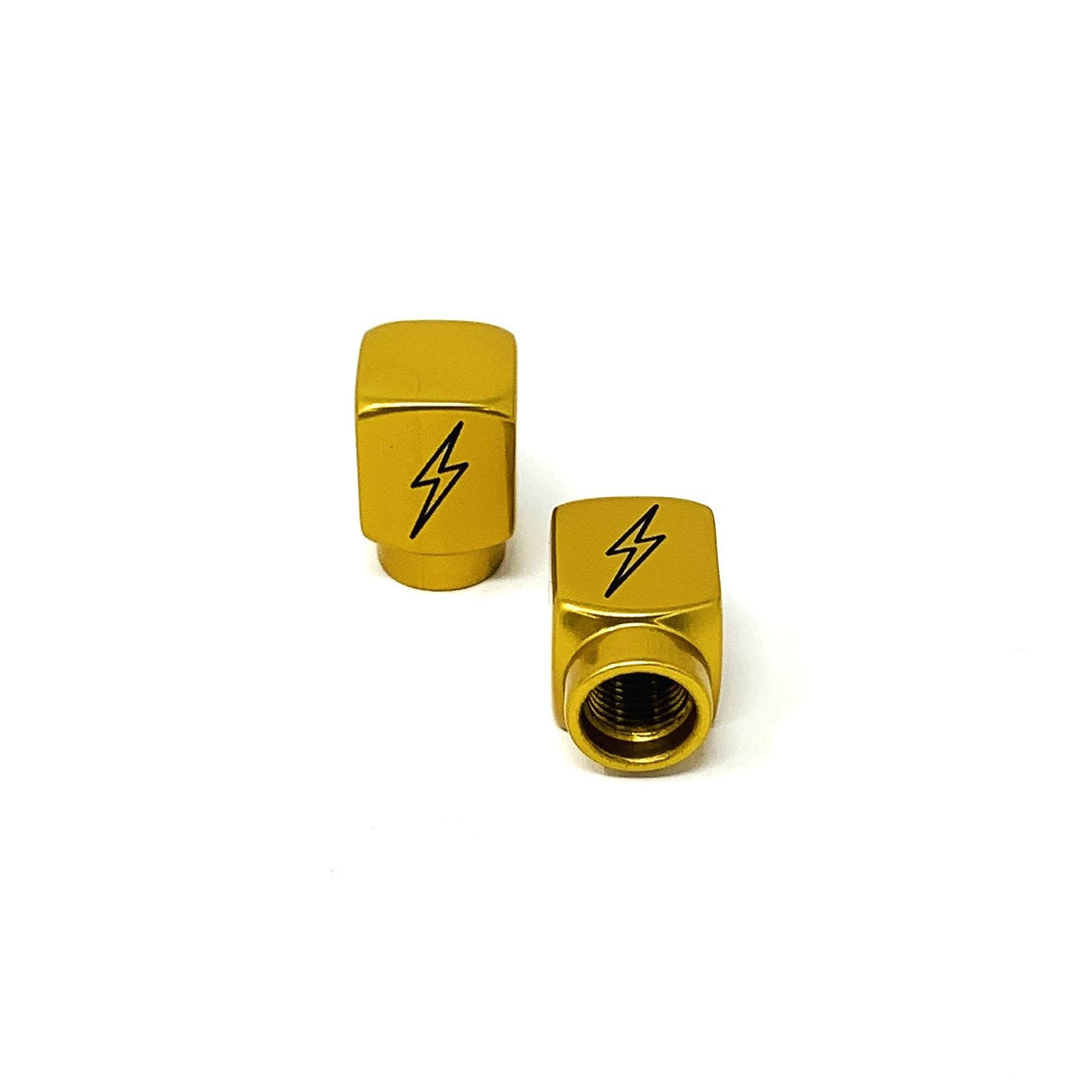 Custom Valve Stem Caps Valve Stem Caps Death Metal Racing OG Gold Lightning Bolts Short