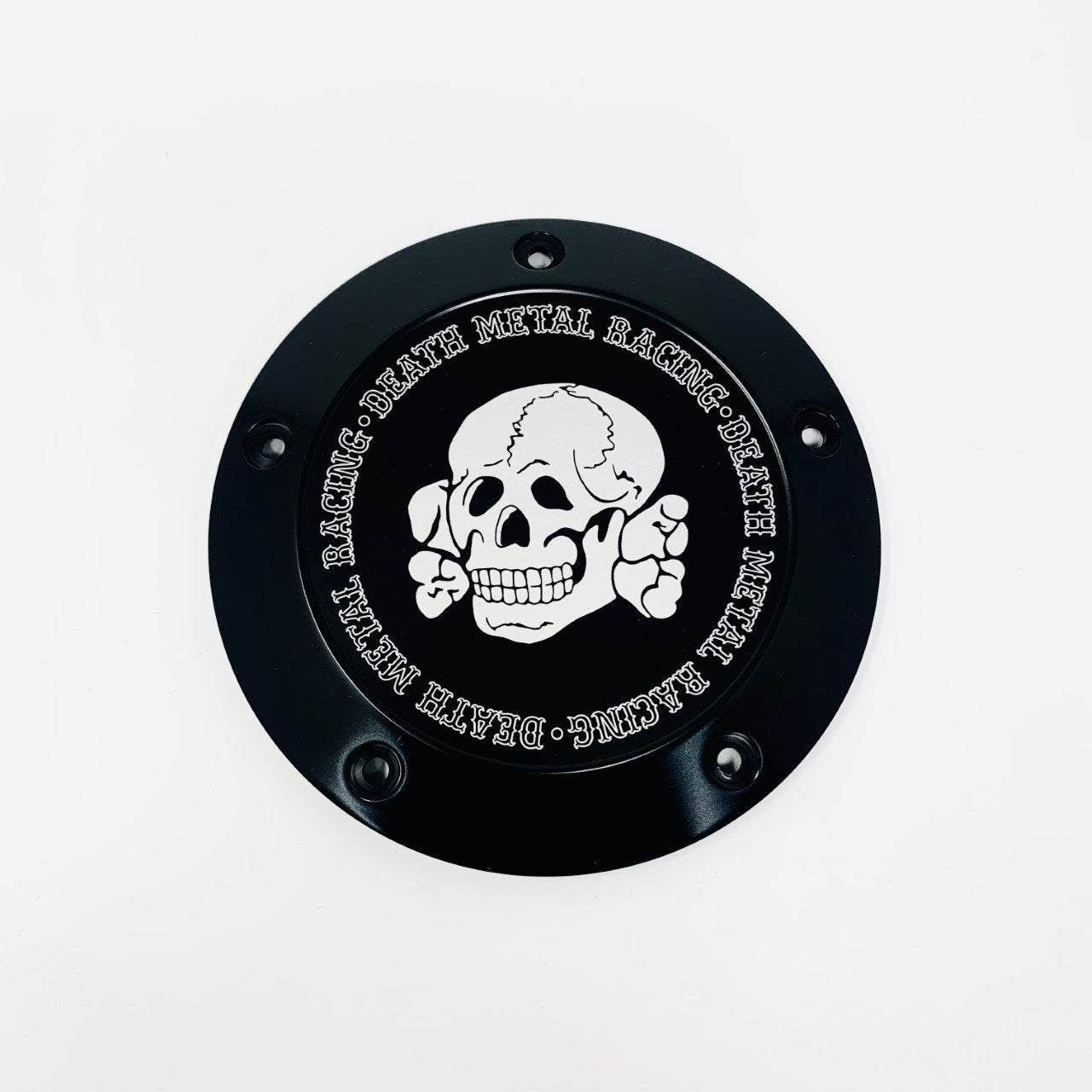 DMR Derby Cover - 19+ Softail Derby Cover Death Metal Racing Black Skull W/ Words