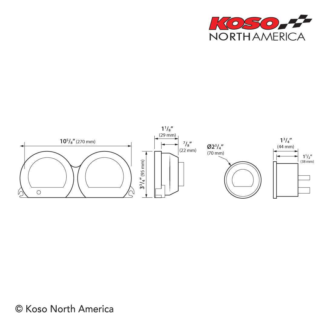 HD-03 - 4 pieces LCD kit (8 changeable colors) - 14+ Touring Gauges Koso North America