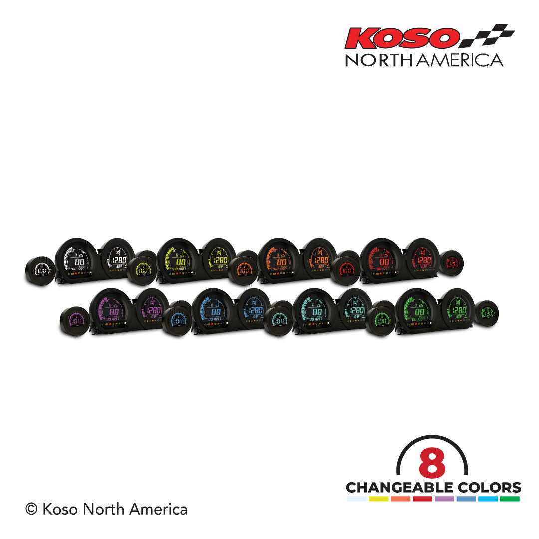 HD-03 - 4 pieces LCD kit (8 changeable colors) - 14+ Touring Gauges Koso North America