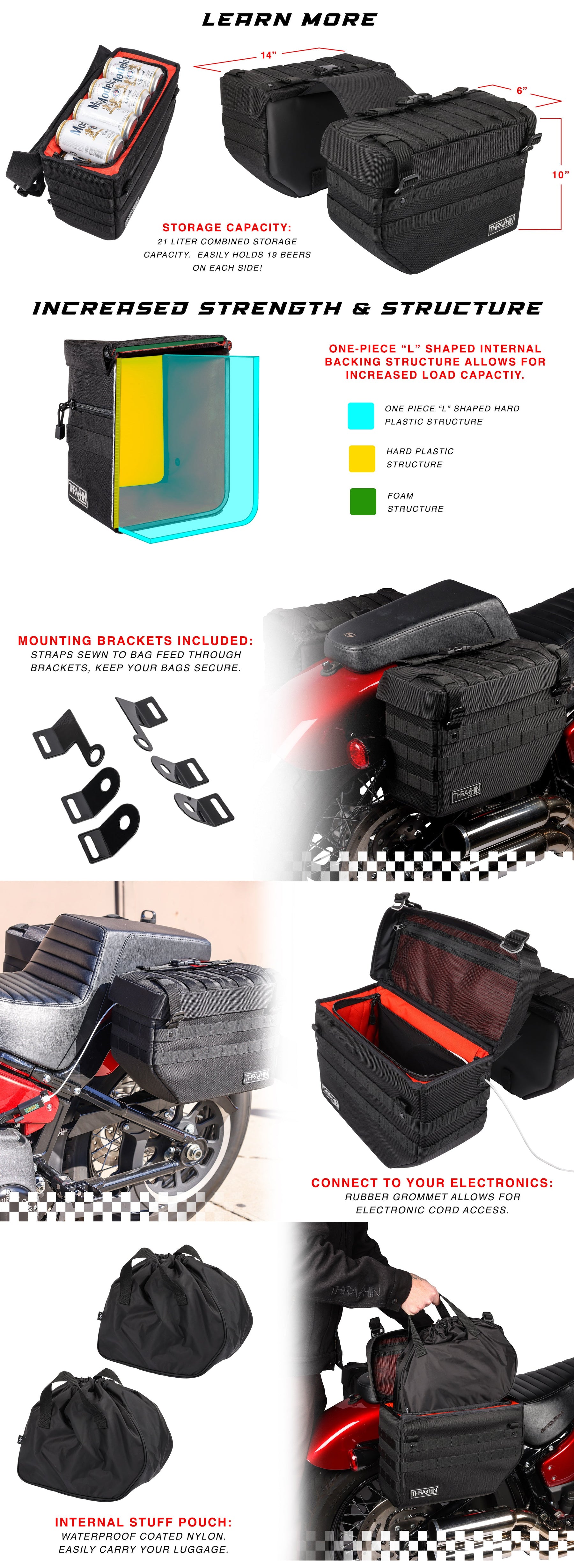Expedition Saddlebags - 21 Liters Saddlebags Thrashin Supply Co.