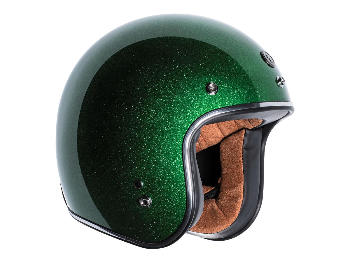 Torc Helmets Del Mar (T 50) Ece Open Face Helmet, Limcycles Green Mega Flake Open Face Helmet Torc Helmets