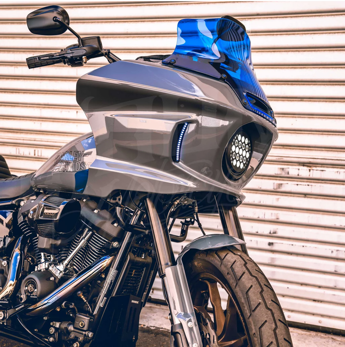 8.5" Windshield With Recurve, Blue - 22+ FXLRST Windshield Moons Mc