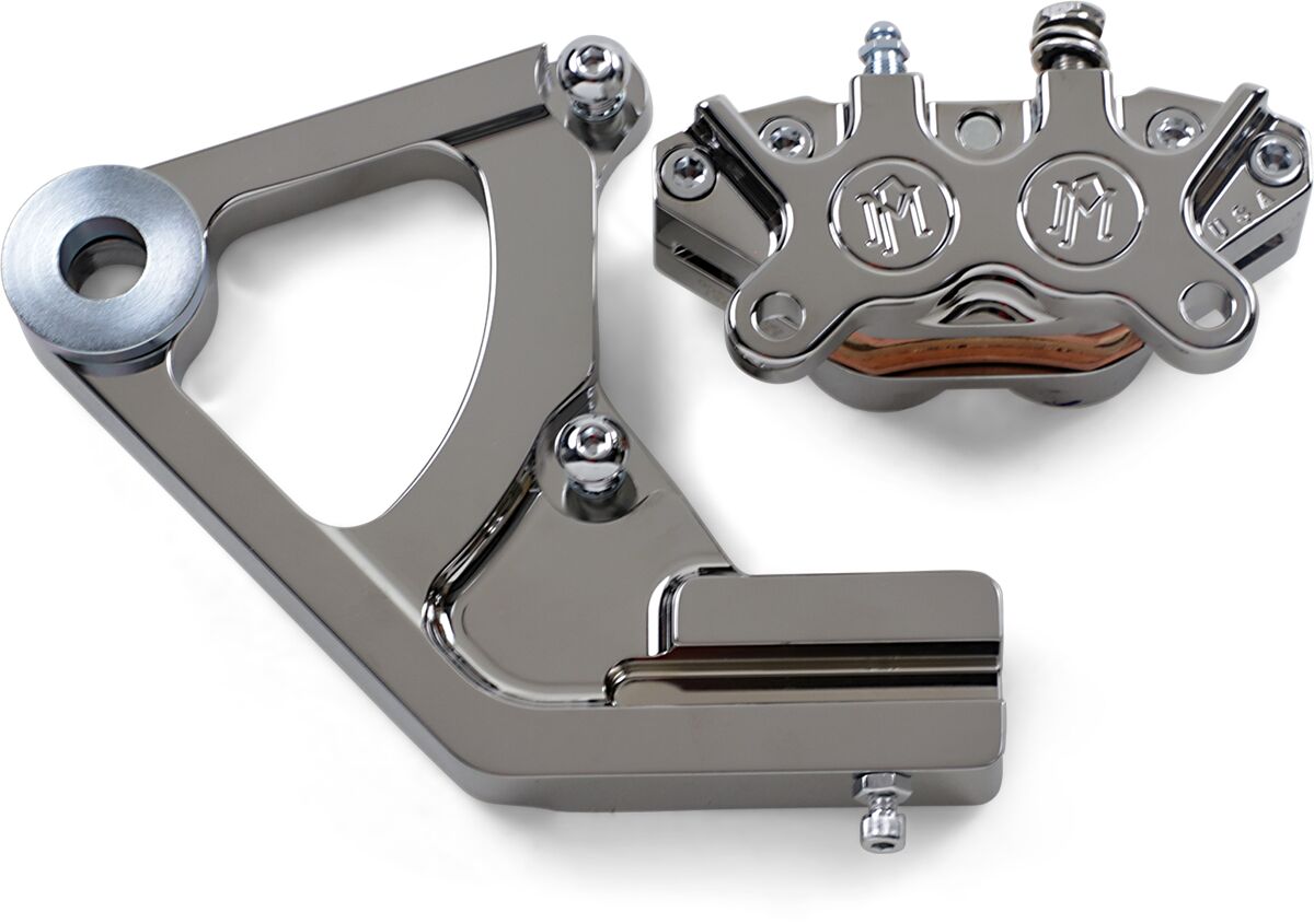 4 Piston Rear Caliper & Bracket, Chrome - 87-99 Softail Brake Calipers Performance Machine (Pm) Default Title