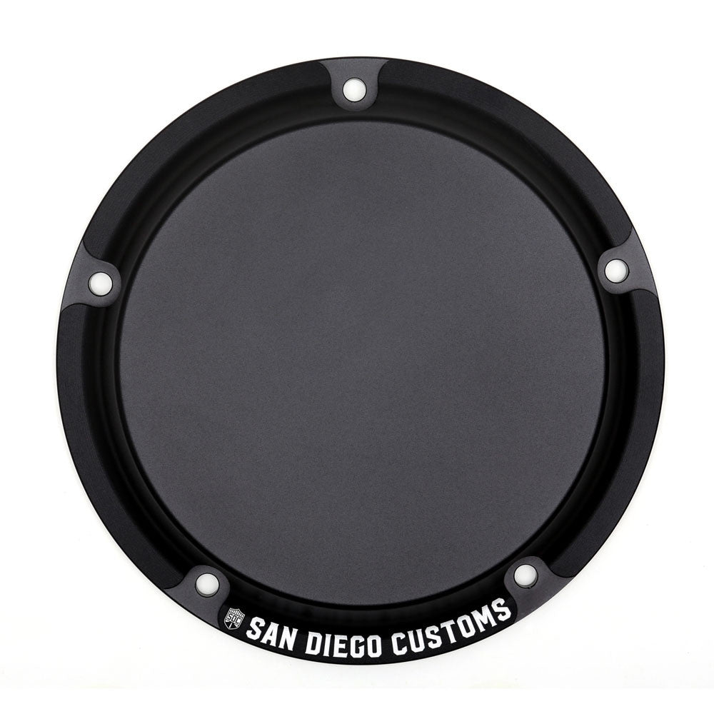 "LOGO" Derby Cover - Twin Cam Derby Cover San Diego Customs Matte Black