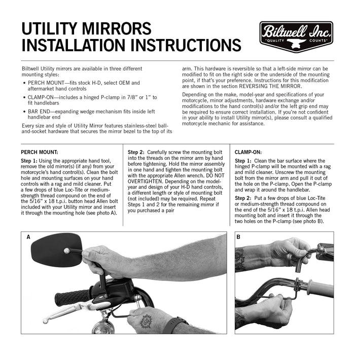 Utility Mirror Round CE Perch Mount Mirrors Biltwell Inc.