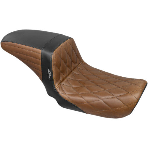 Kickflip Double Diamond Seat - 06+ Dyna Seat Le Pera 06+ Dyna Black/Tan Diamond