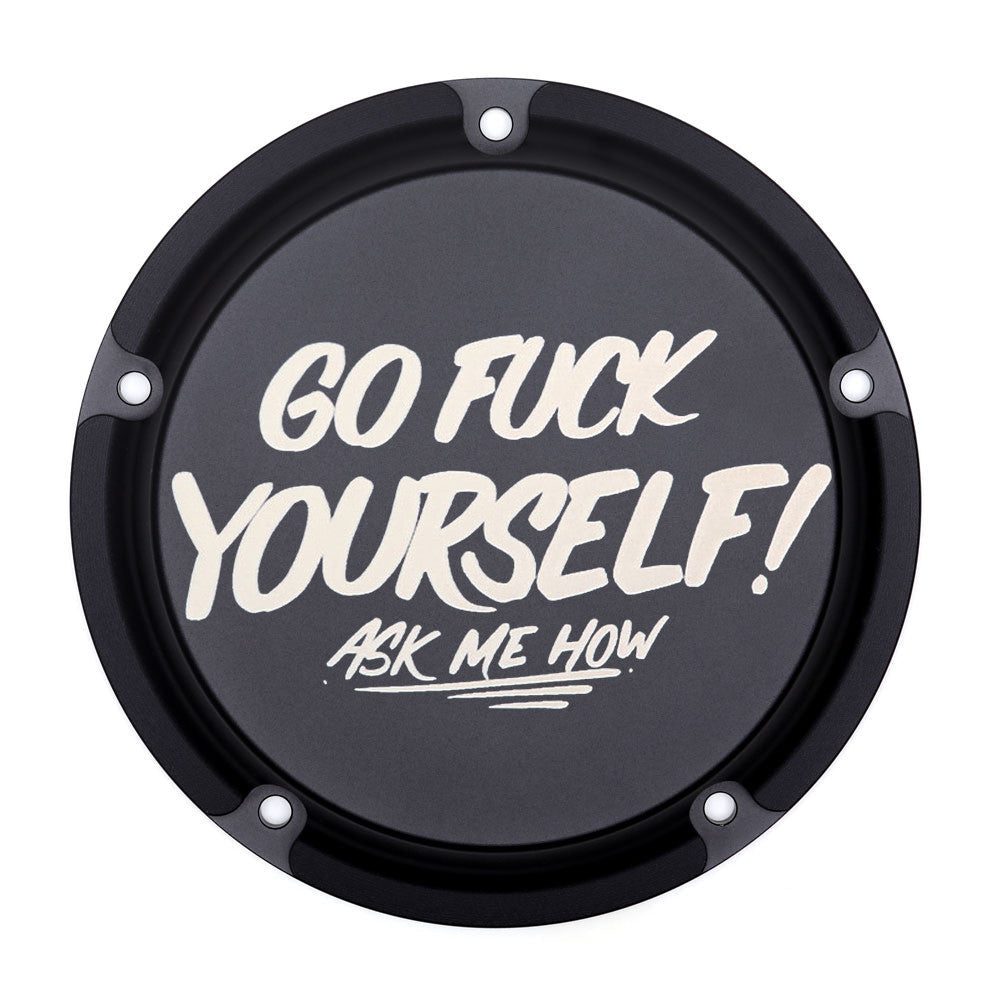 "GFY" Derby Cover - Twin Cam Derby Cover San Diego Customs Black