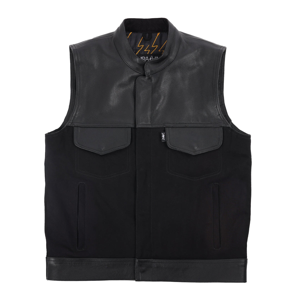 Kanan Vest Leather & Denim, Black Vests Thrashin Supply Co.