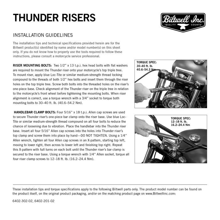 Thunder Riser Risers Biltwell Inc.