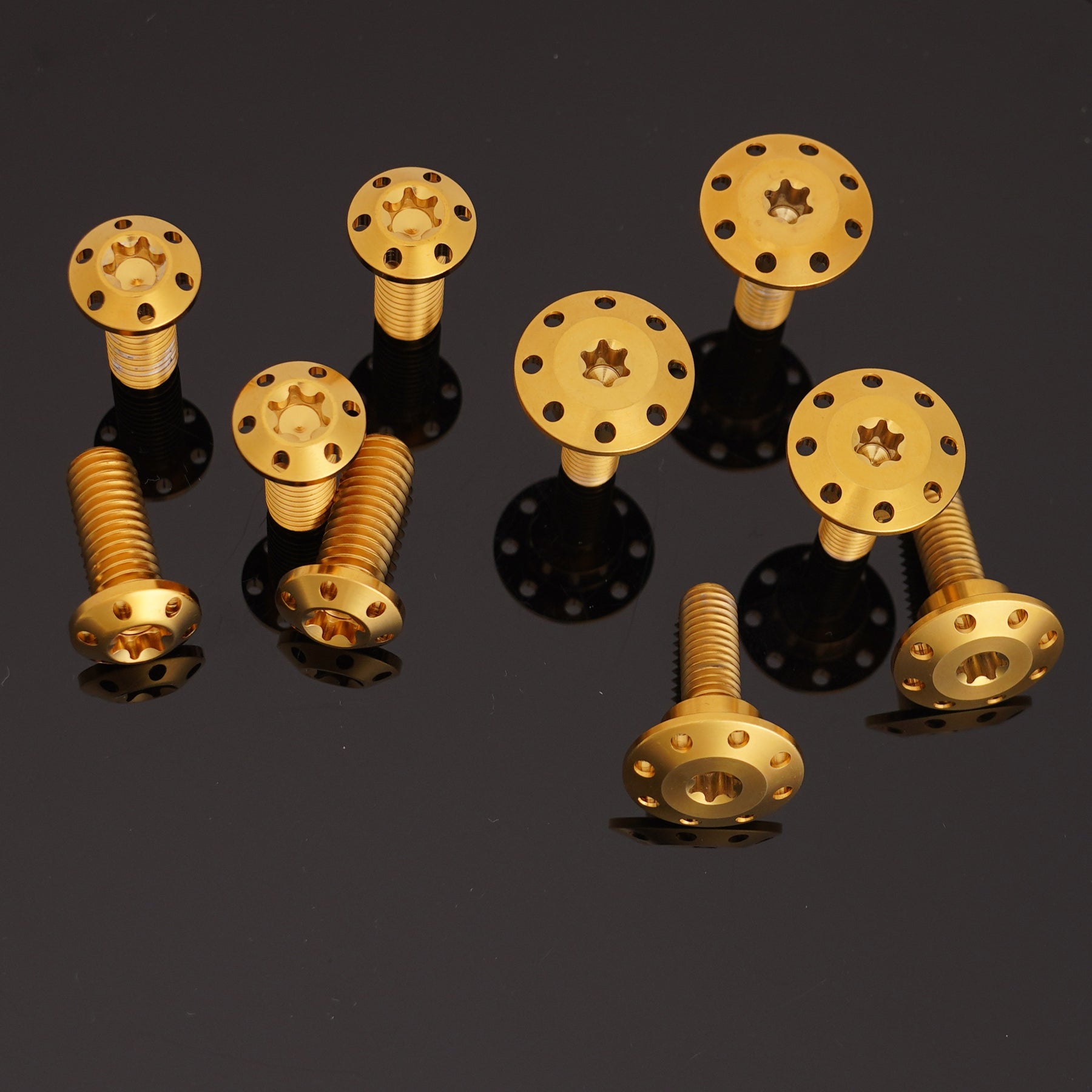 Titanium Floating Rotor Bolts, Gold - 14-23 Touring Rotor Bolts Arlen Ness