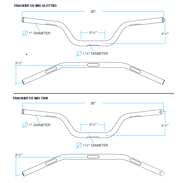 Tracker O/S Mid Handlebars Handlebar Biltwell Inc.