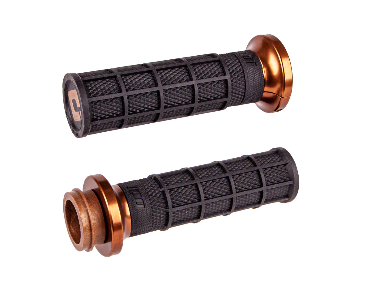 Hart-Luck Signature Full Waffle V-Twin Lock-On Grip Set Grips Odi Bronze Throttle-By-Wire