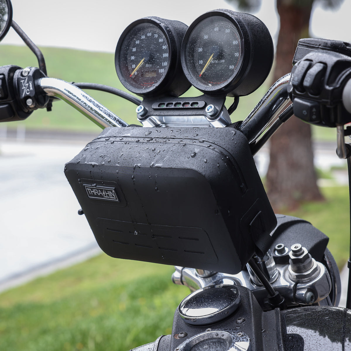 Waterproof HandleBar Bag, Black Handlebar Bag Thrashin Supply Co.