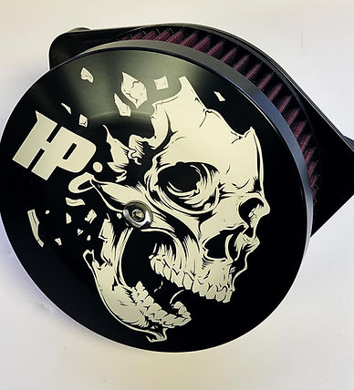 V2 Air Cleaners Air Cleaner Horsepower Inc. Skull Crack Cover 01-17 Big Twin / Twin Cam Cable Driven
