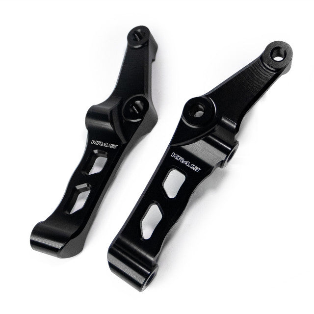 Front Axial To Radial Caliper Mounts 100mm Set Of Right & Left, Black Anodized Brake Caliper Mount Kraus Motor Co.