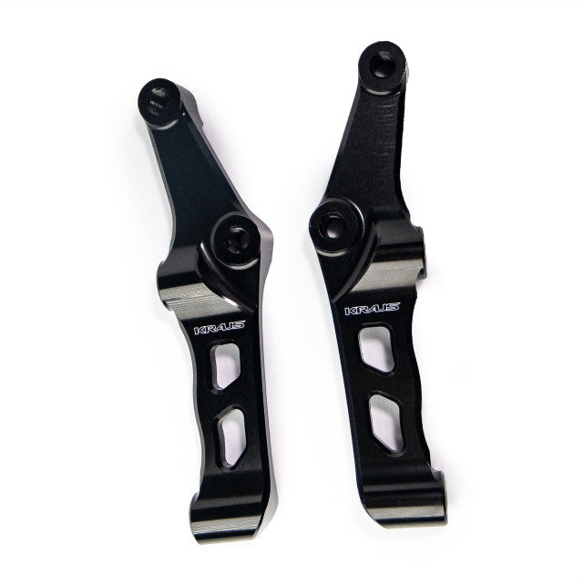 Front Axial To Radial Caliper Mounts 100mm Set Of Right & Left, Black Anodized Brake Caliper Mount Kraus Motor Co.