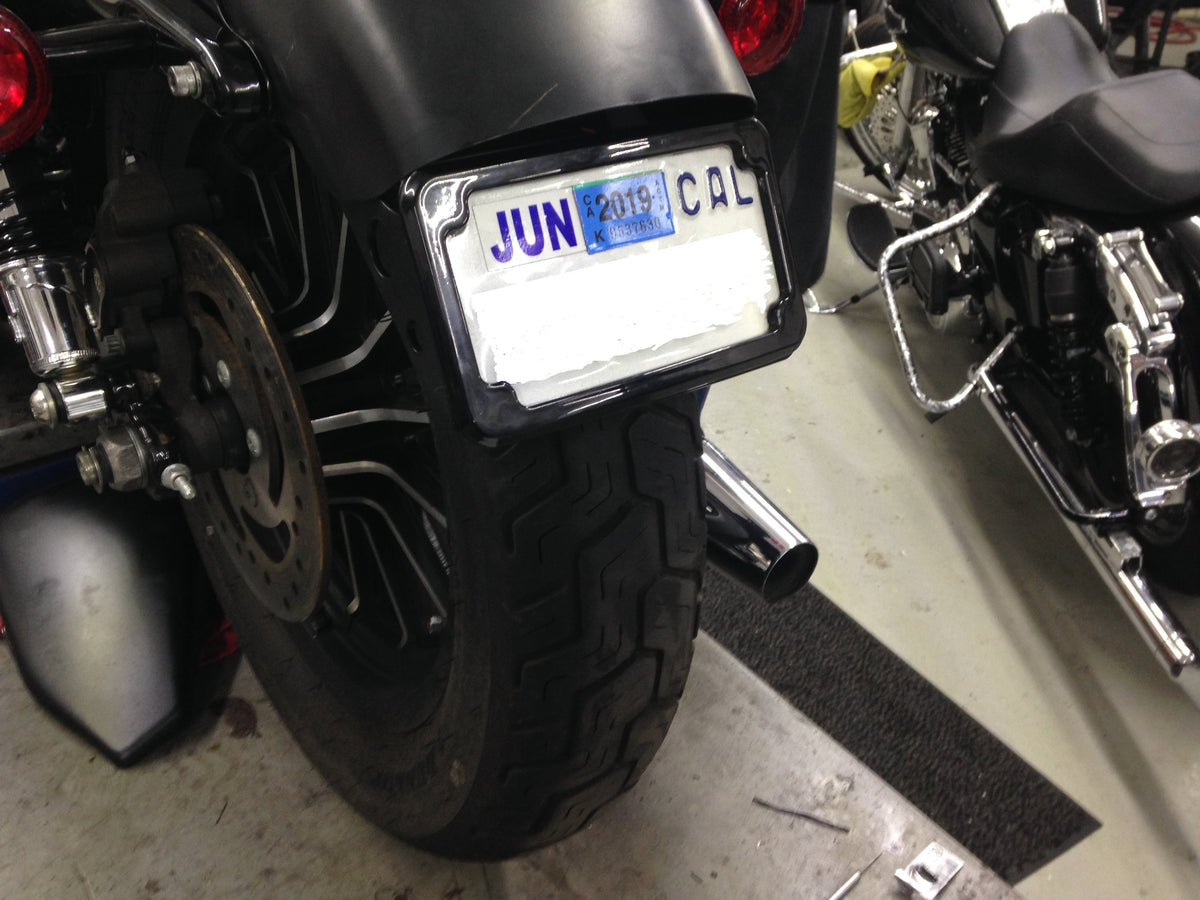 Curved License Plate Relocation - Sportster License Plate Cycle Visions