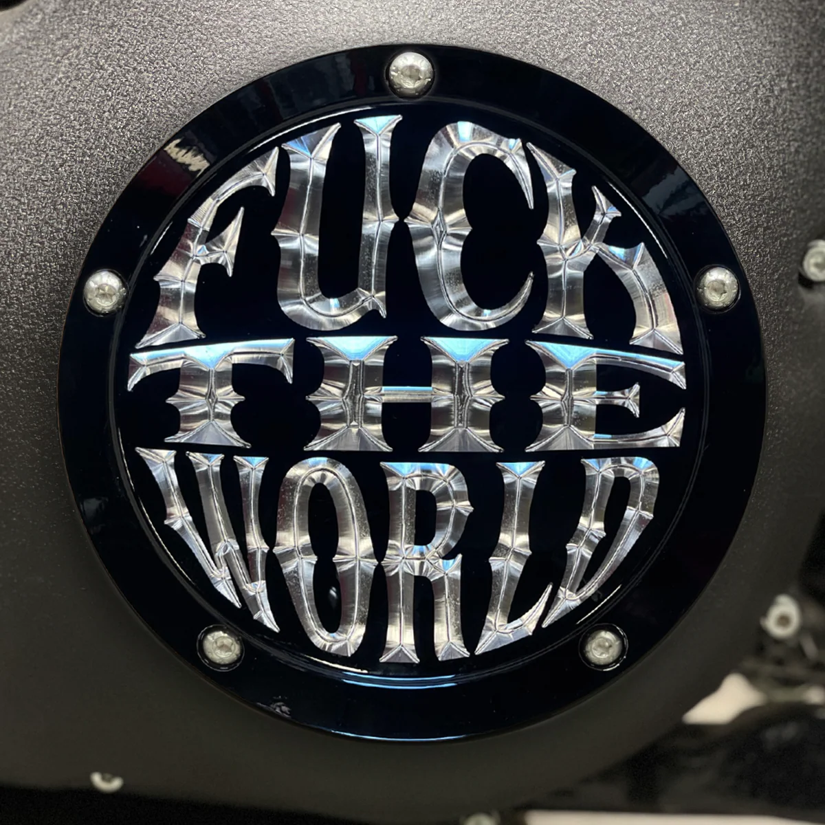 FTW Derby Cover, Gloss Black & Aluminum - Touring Derby Cover Indian Larry Motorcycles