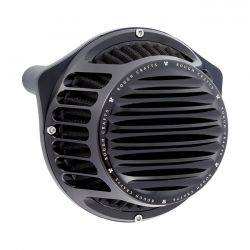 Round Finned Air Cleaner Assembly, All Black - 16-17 Softail & 11-17 CVO Softail & 08-16 Touring Air Cleaner Rough Crafts