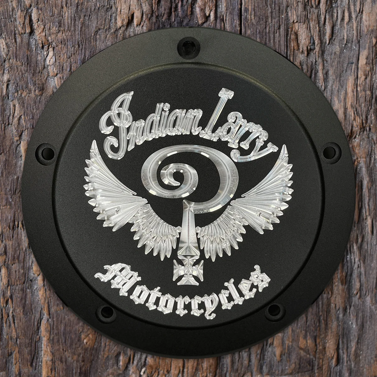 Indian Larry Logo Derby Cover, Matte Black - 18+ Softail Derby Cover Indian Larry Motorcycles