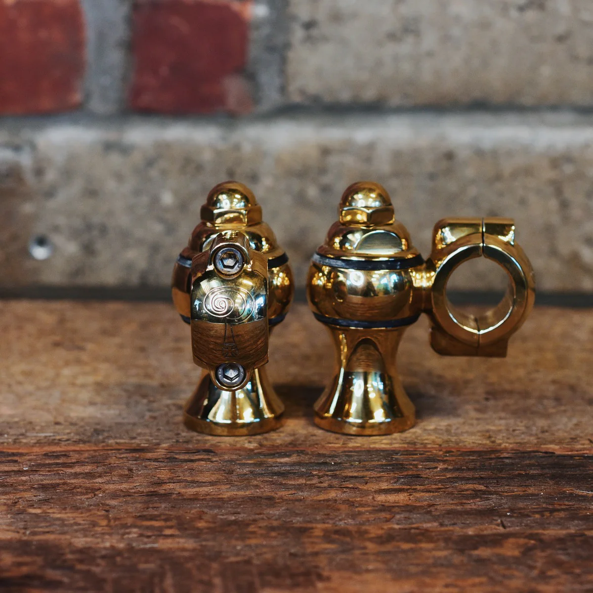 2" Throwback Risers, Polished Brass Risers Indian Larry Motorcycles