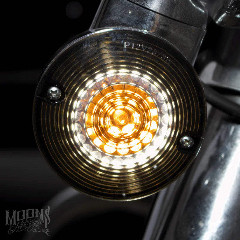 MoonPods Flat Style LED Turn Signals - Touring Turn Signals Moons Mc White/Amber 1157 (front) Yes