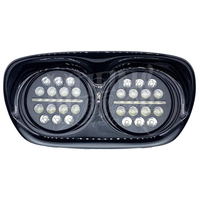 Dual Fly Eye LED Headlight - 02-13 Road Glide Headlight Moons Mc V1