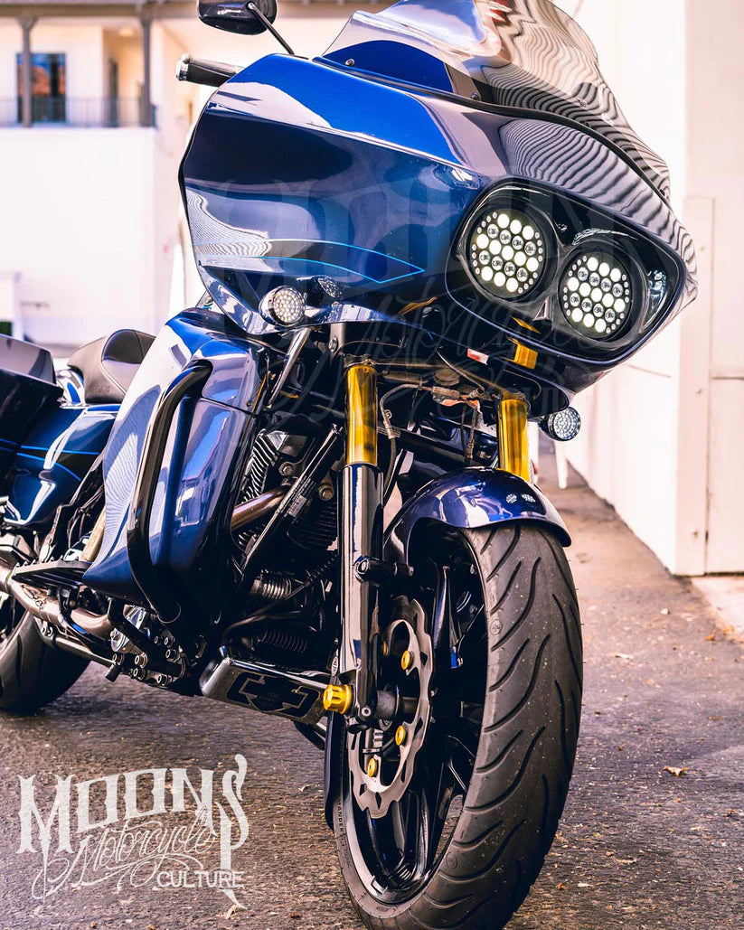Dual Fly Eye LED Headlight - 02-13 Road Glide Headlight Moons Mc