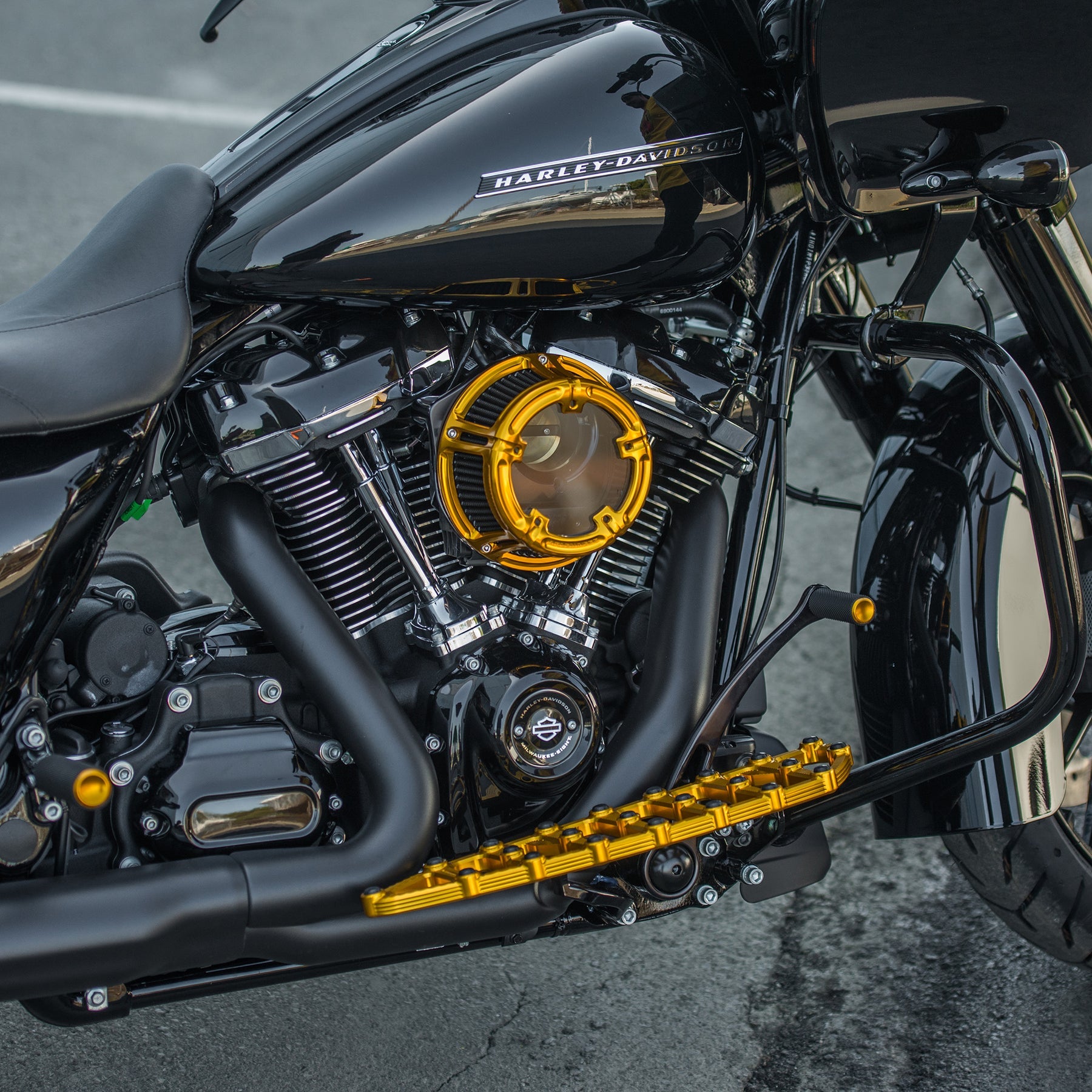 Ness-MX Floorboards, Gold - 18+ Softail Floorboards Arlen Ness