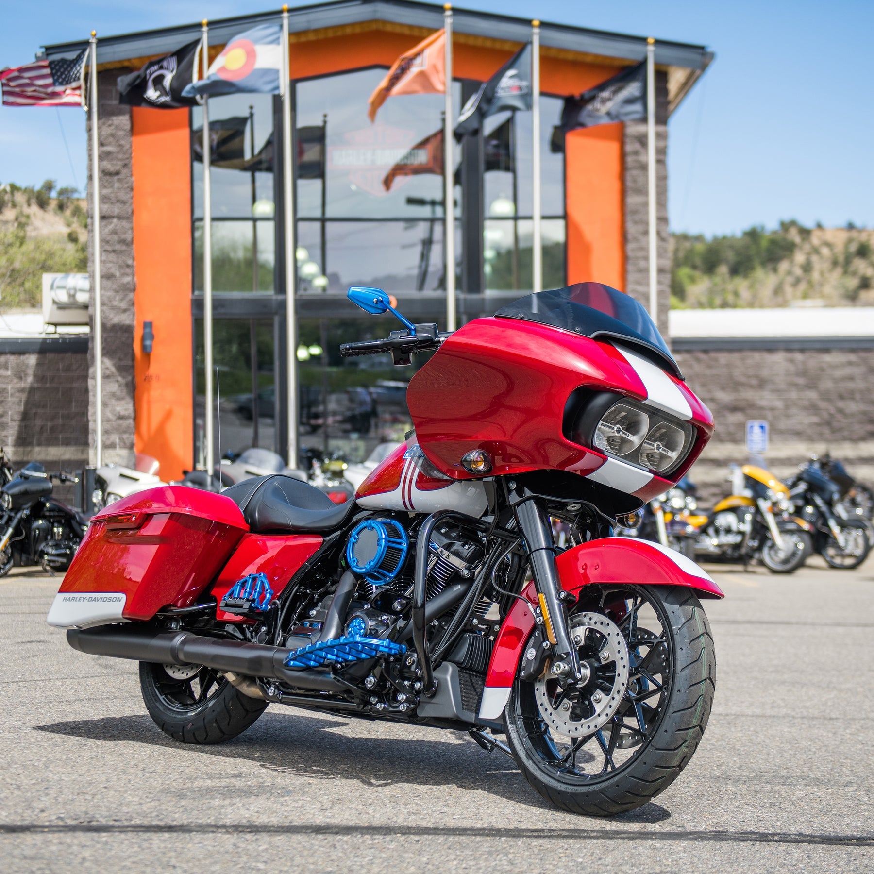 Ness-MX Floorboards, Blue - 18+ Softail Floorboards Arlen Ness