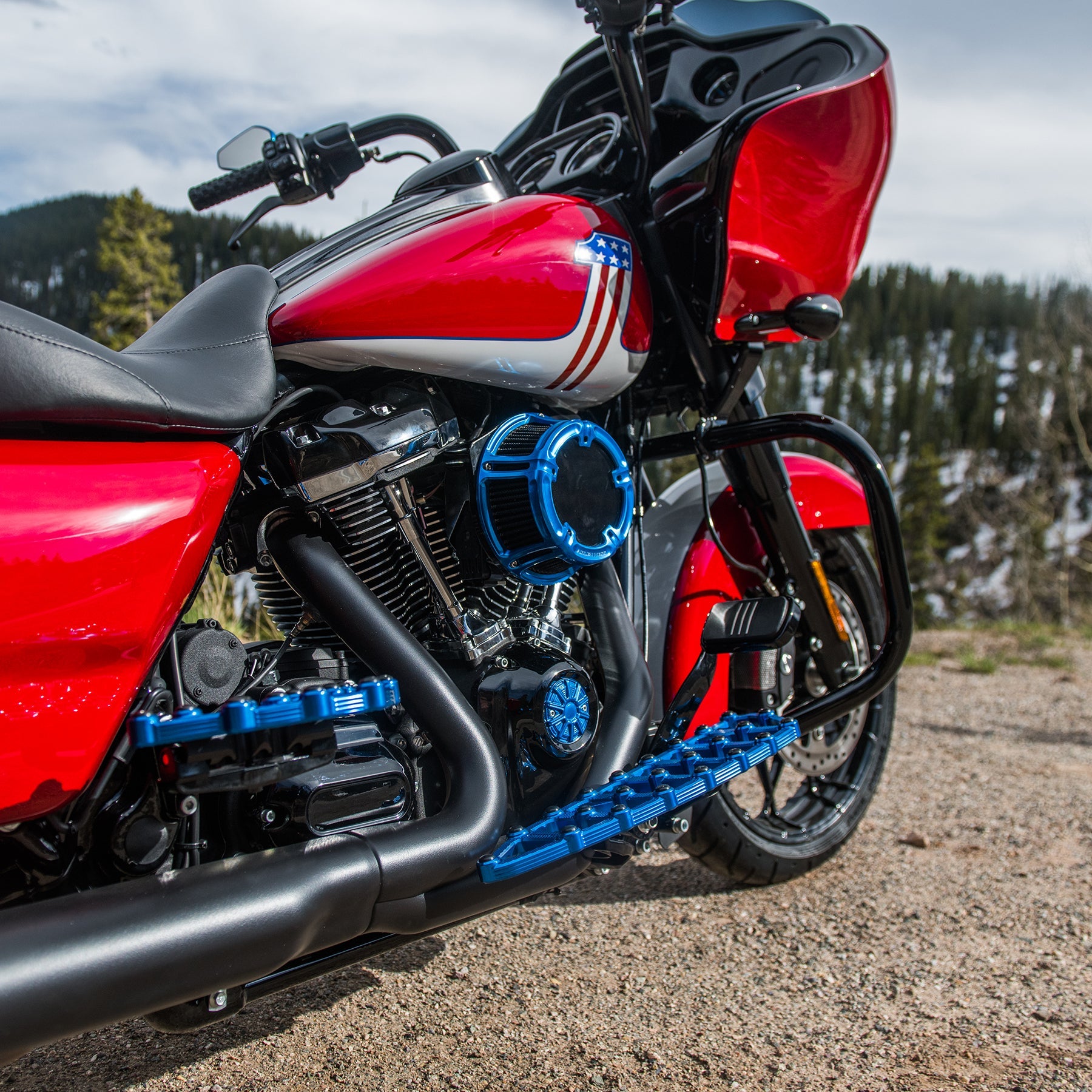Ness-MX Floorboards, Blue - 18+ Softail Floorboards Arlen Ness