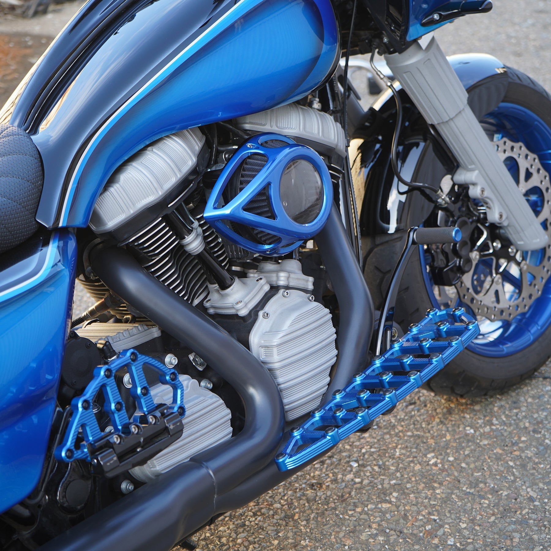 Ness-MX Floorboards, Blue - 18+ Softail Floorboards Arlen Ness